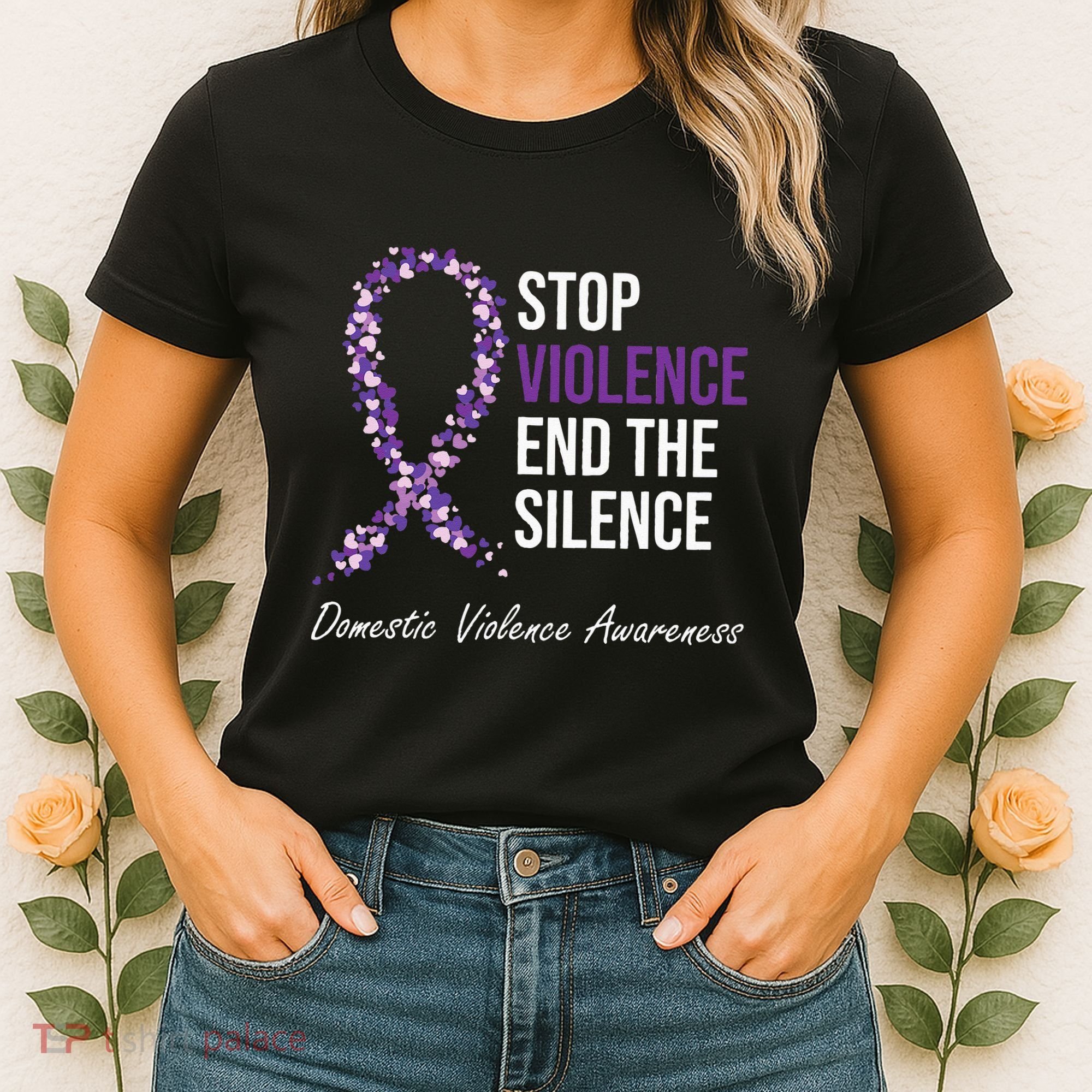 Family Domestic Violence Awareness Purple Ribbon Women's T-Shirt