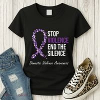 Family Domestic Violence Awareness Purple Ribbon Women's T-Shirt thumb 3