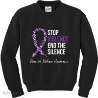 Family Domestic Violence Awareness Purple Ribbon Kids Sweatshirt thumb 0