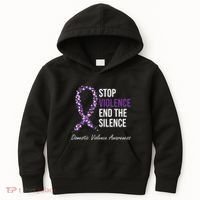 Family Domestic Violence Awareness Purple Ribbon Kids Hoodie thumb 0