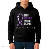 Family Domestic Violence Awareness Purple Ribbon Kids Hoodie thumb 4