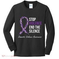 Family Domestic Violence Awareness Purple Ribbon Kids Long Sleeve Shirt thumb 0