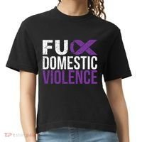 Fuck Domestic Violence Awareness Purple Ribbon Comfort Colors Boxy T-Shirt thumb 0