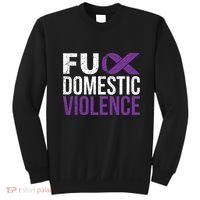 Fuck Domestic Violence Awareness Purple Ribbon Sweatshirt thumb 0