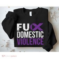 Fuck Domestic Violence Awareness Purple Ribbon Sweatshirt thumb 2