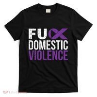Fuck Domestic Violence Awareness Purple Ribbon T-Shirt thumb 0