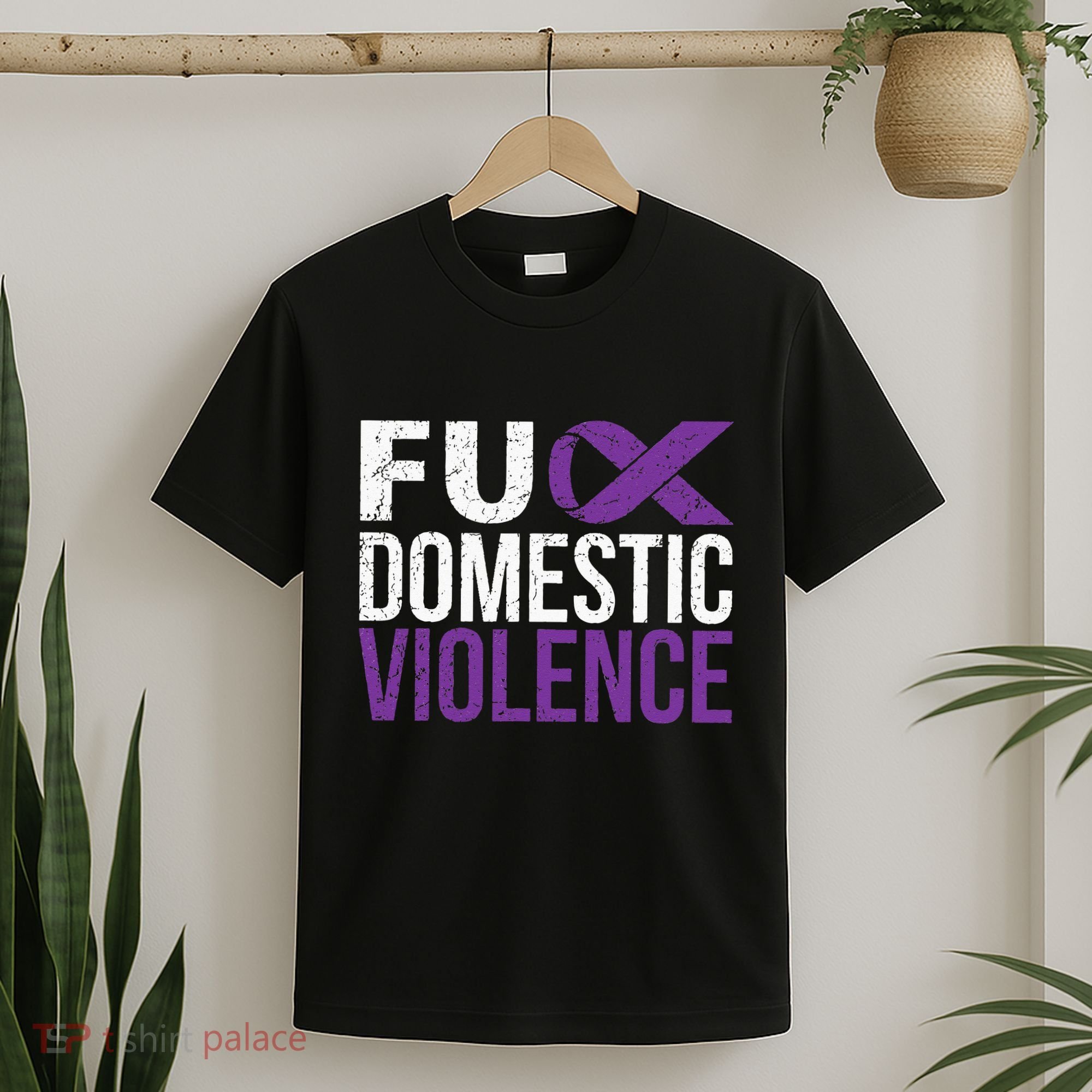Fuck Domestic Violence Awareness Purple Ribbon T-Shirt