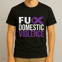 Fuck Domestic Violence Awareness Purple Ribbon T-Shirt thumb 3