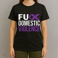 Fuck Domestic Violence Awareness Purple Ribbon T-Shirt thumb 4