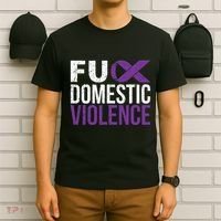 Fuck Domestic Violence Awareness Purple Ribbon T-Shirt thumb 6