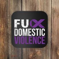 Fuck Domestic Violence Awareness Purple Ribbon Coaster thumb 0