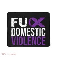 Fuck Domestic Violence Awareness Purple Ribbon Mousepad thumb 0
