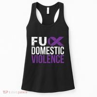 Fuck Domestic Violence Awareness Purple Ribbon Women's Tank Top thumb 0