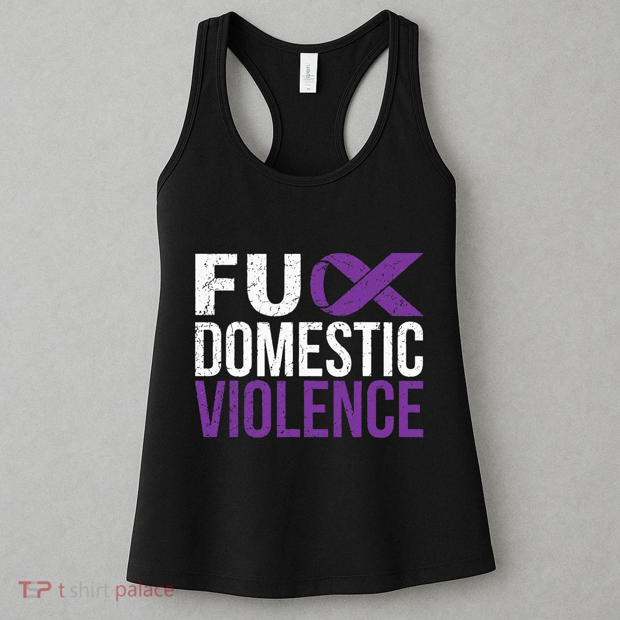 Fuck Domestic Violence Awareness Purple Ribbon Women's Tank Top