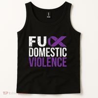 Fuck Domestic Violence Awareness Purple Ribbon Tank Top thumb 2