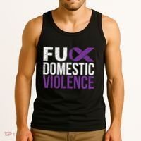 Fuck Domestic Violence Awareness Purple Ribbon Tank Top thumb 3