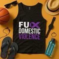 Fuck Domestic Violence Awareness Purple Ribbon Tank Top thumb 4