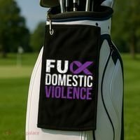 Fuck Domestic Violence Awareness Purple Ribbon Golf Towel thumb 2