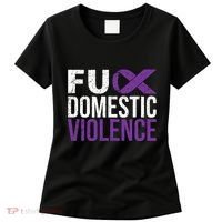Fuck Domestic Violence Awareness Purple Ribbon Women's T-Shirt thumb 0