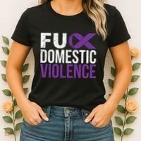 Fuck Domestic Violence Awareness Purple Ribbon Women's T-Shirt thumb 2