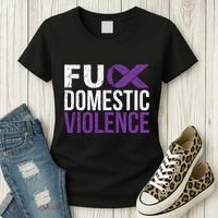 Fuck Domestic Violence Awareness Purple Ribbon Women's T-Shirt thumb 3