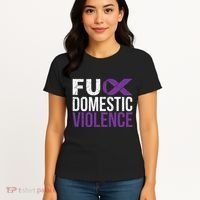 Fuck Domestic Violence Awareness Purple Ribbon Women's T-Shirt thumb 4