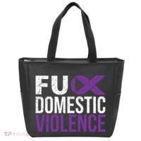 Fuck Domestic Violence Awareness Purple Ribbon Tote Bag thumb 0