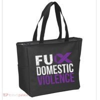 Fuck Domestic Violence Awareness Purple Ribbon Tote Bag thumb 2