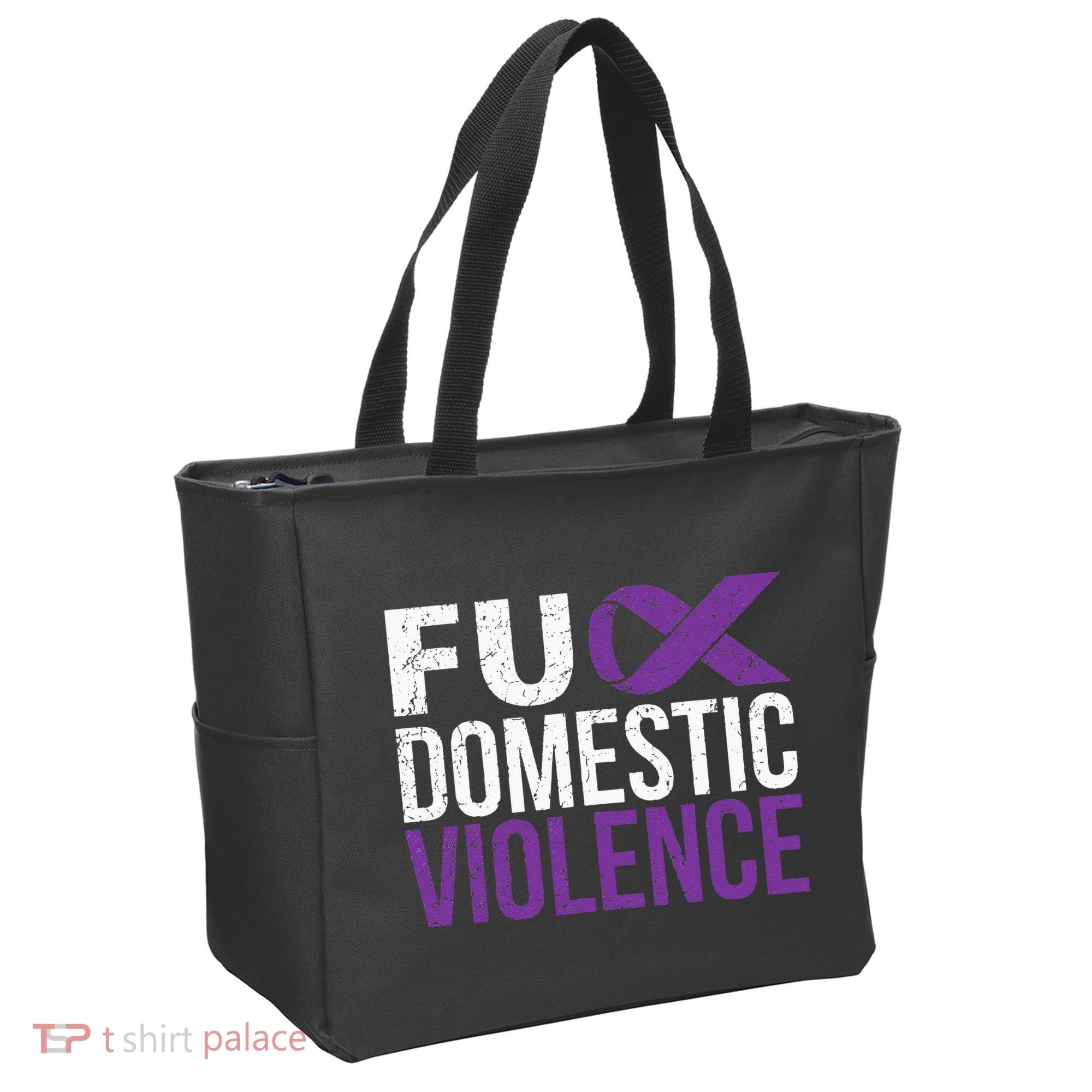 Fuck Domestic Violence Awareness Purple Ribbon Tote Bag