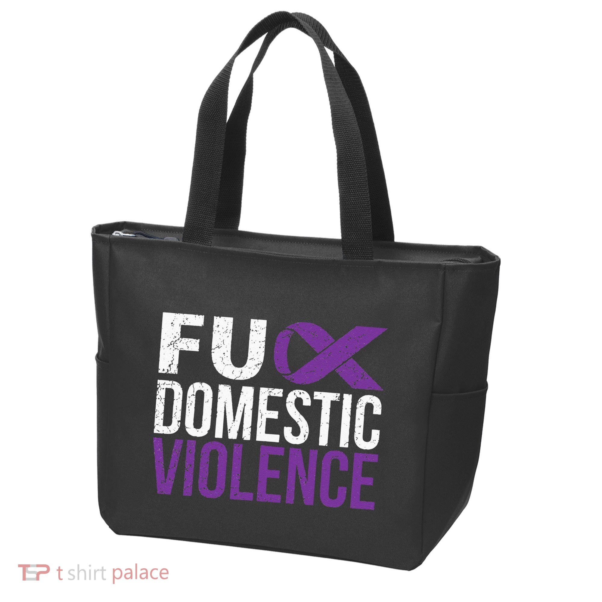 Fuck Domestic Violence Awareness Purple Ribbon Tote Bag