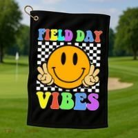 Field Day Vibes Smile Face 1st Day Of School Students And Teachers Golf Towel thumb 1