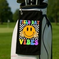 Field Day Vibes Smile Face 1st Day Of School Students And Teachers Golf Towel thumb 2