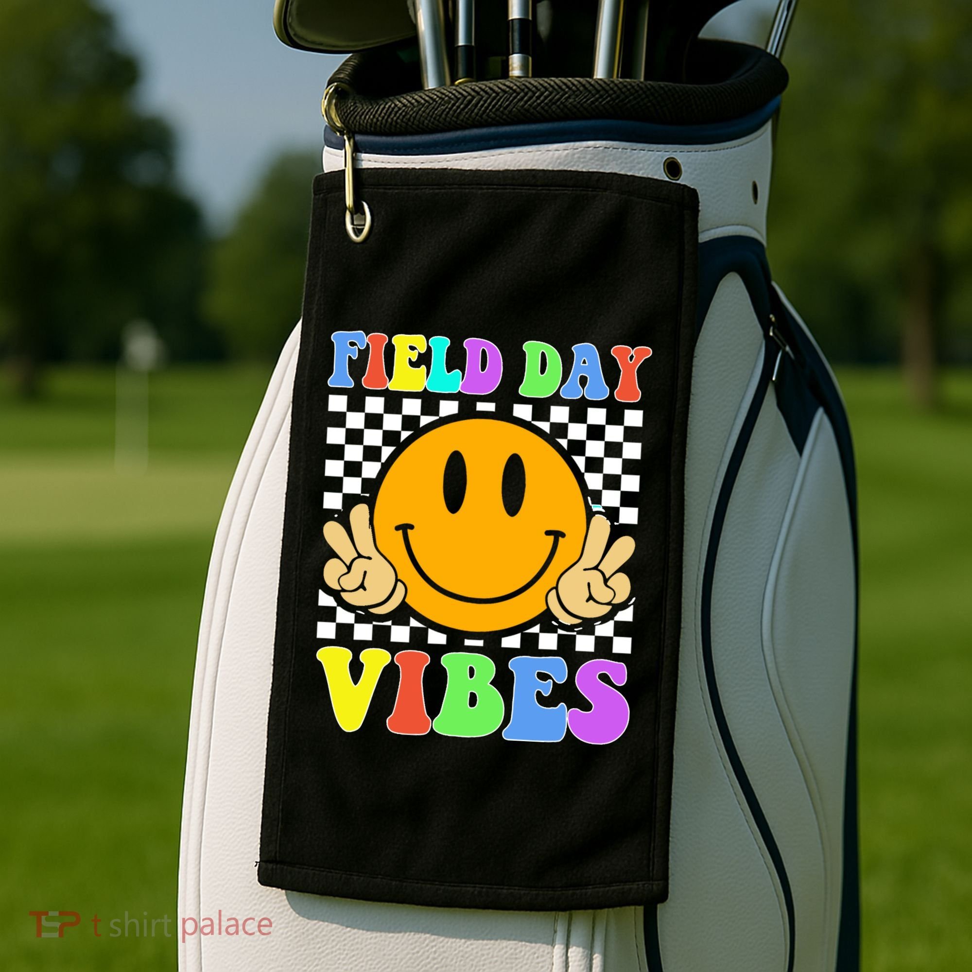 Field Day Vibes Smile Face 1st Day Of School Students And Teachers Golf Towel