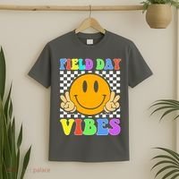 Field Day Vibes Smile Face 1st Day Of School Students And Teachers T-Shirt thumb 2