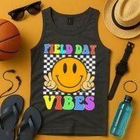 Field Day Vibes Smile Face 1st Day Of School Students And Teachers Tank Top thumb 4