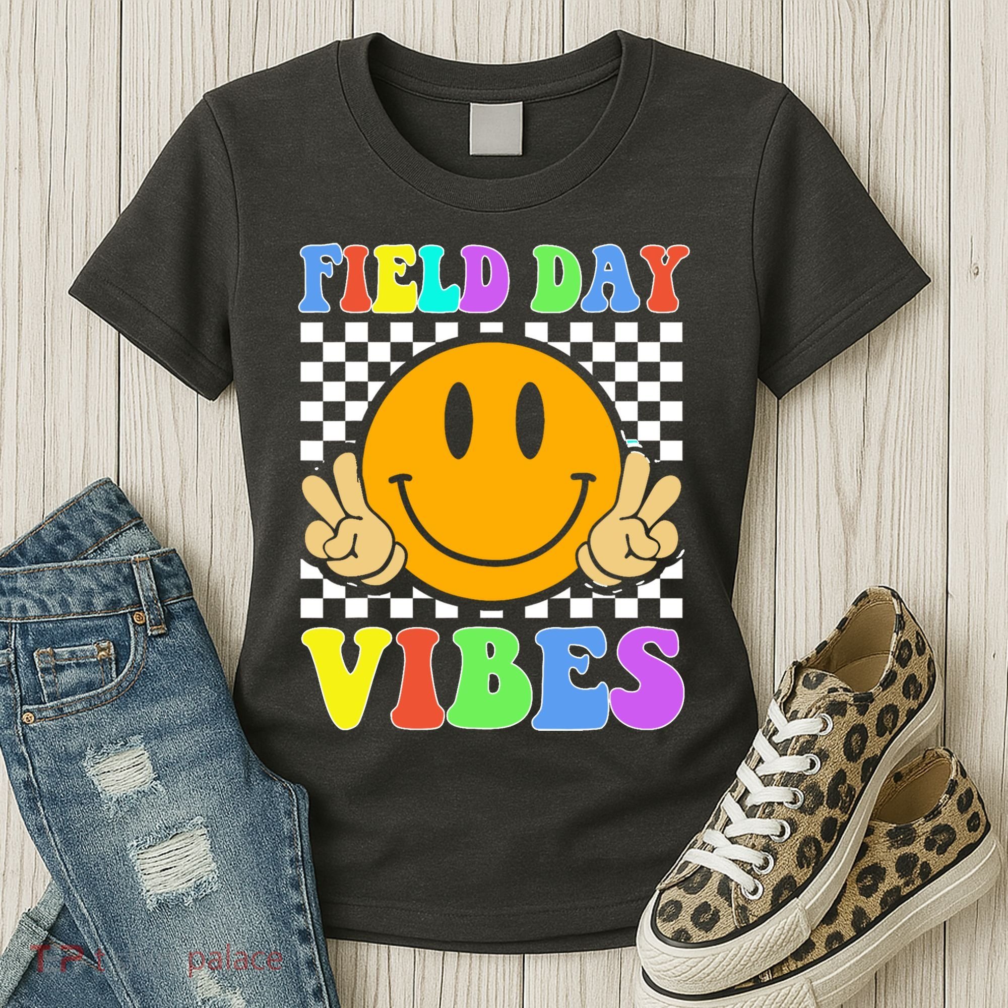 Field Day Vibes Smile Face 1st Day Of School Students And Teachers Women's T-Shirt