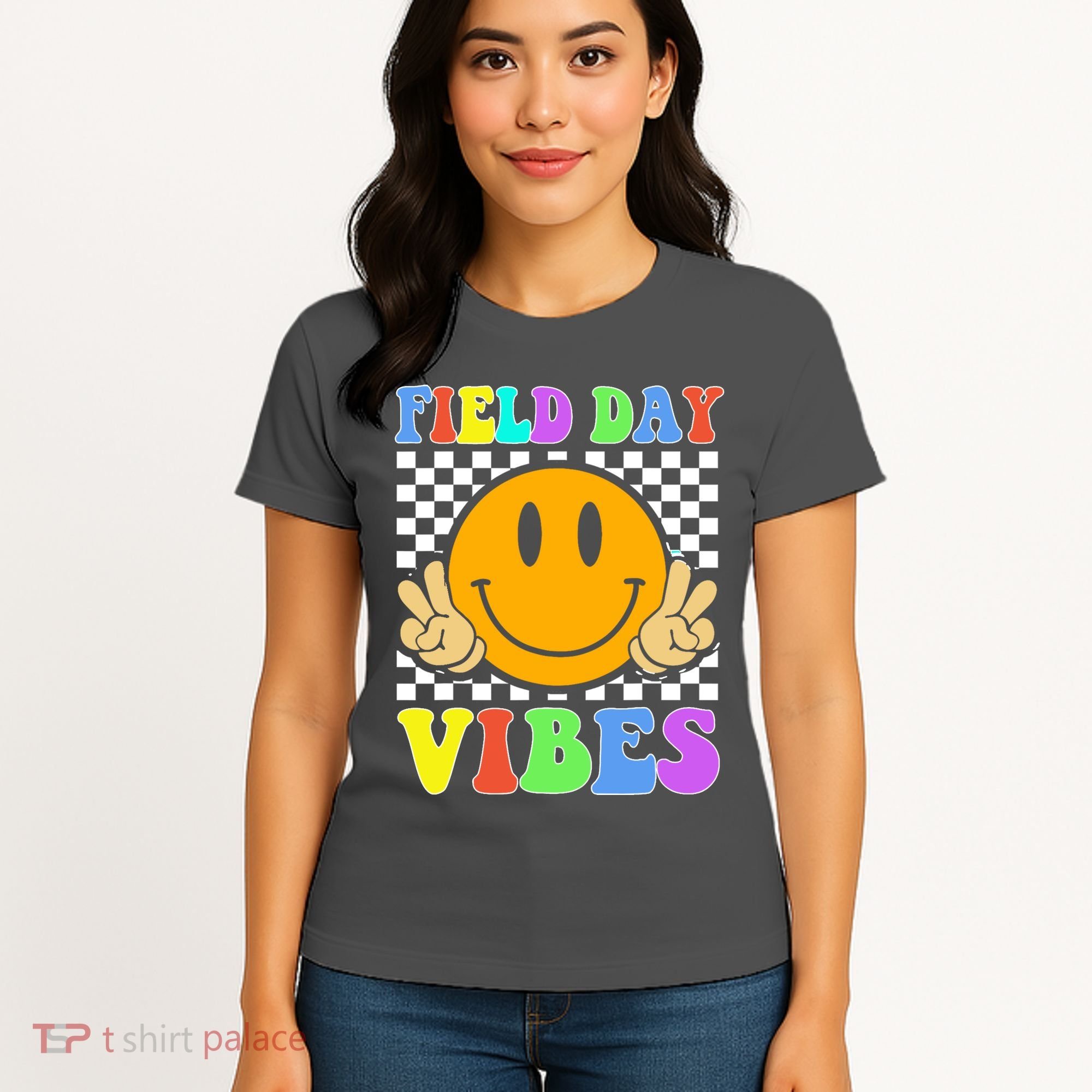 Field Day Vibes Smile Face 1st Day Of School Students And Teachers Women's T-Shirt
