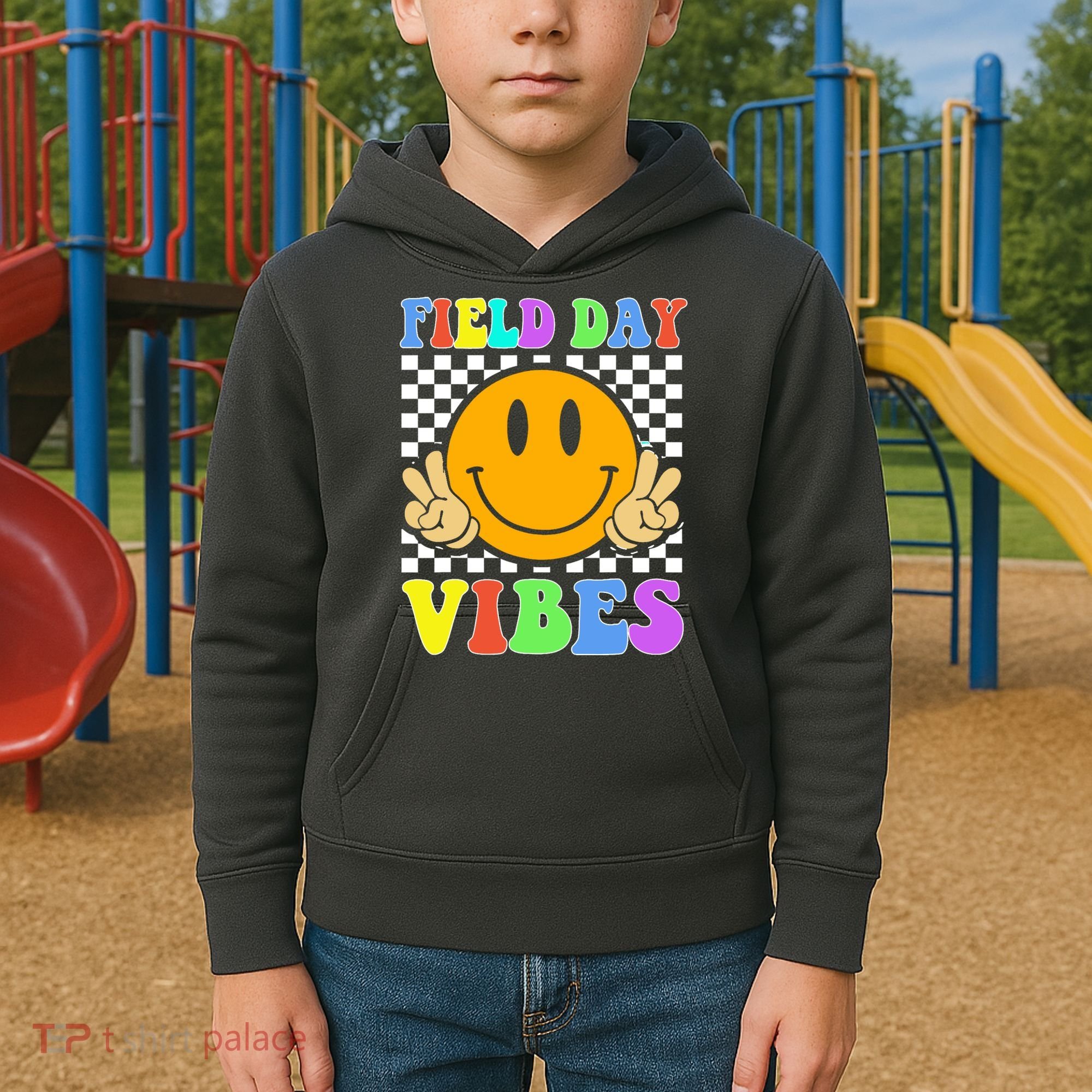 Field Day Vibes Smile Face 1st Day Of School Students And Teachers Kids Hoodie