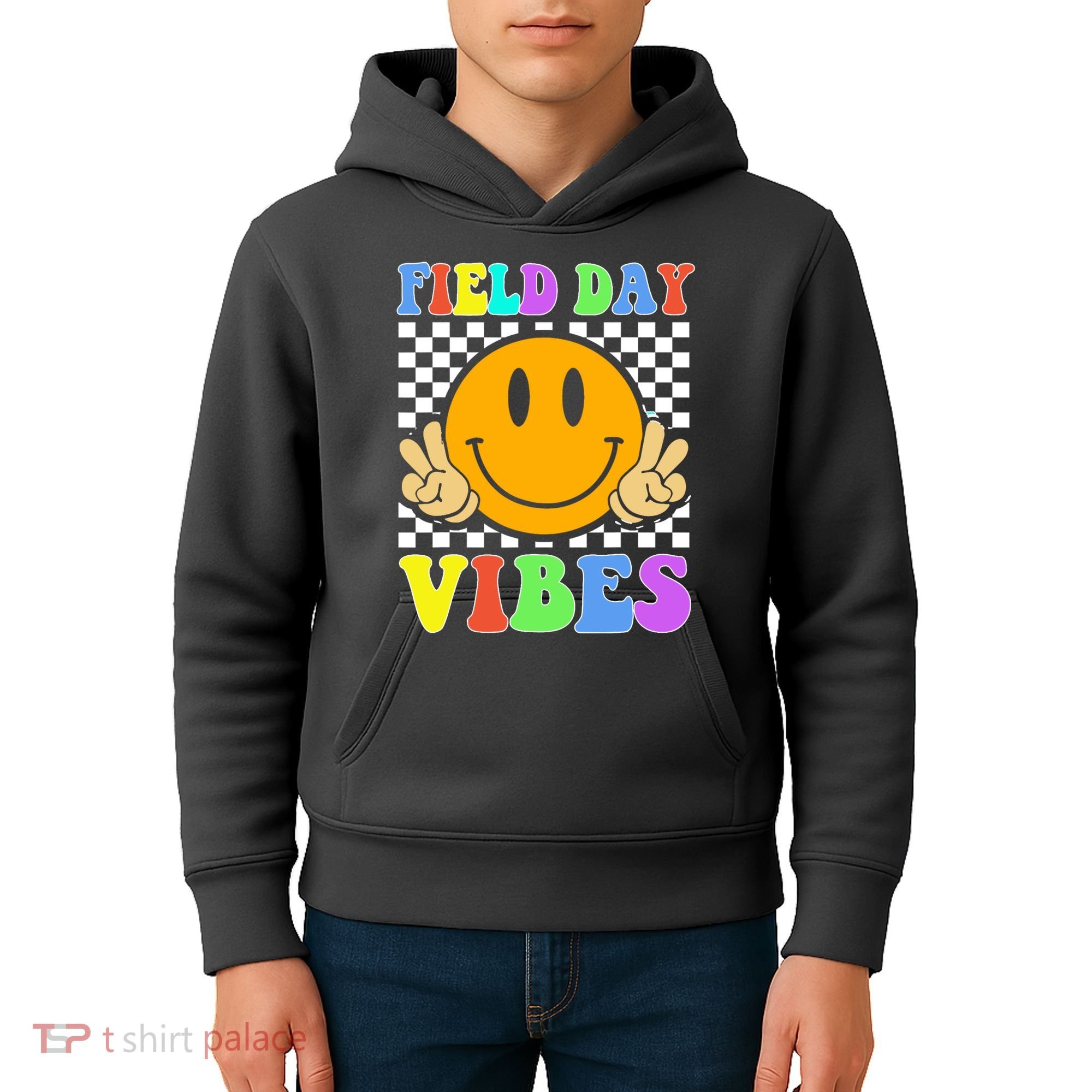 Field Day Vibes Smile Face 1st Day Of School Students And Teachers Kids Hoodie
