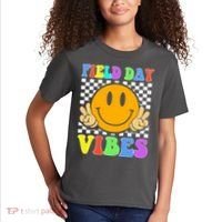 Field Day Vibes Smile Face 1st Day Of School Students And Teachers Kids T-Shirt thumb 2