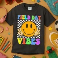 Field Day Vibes Smile Face 1st Day Of School Students And Teachers Kids T-Shirt thumb 3