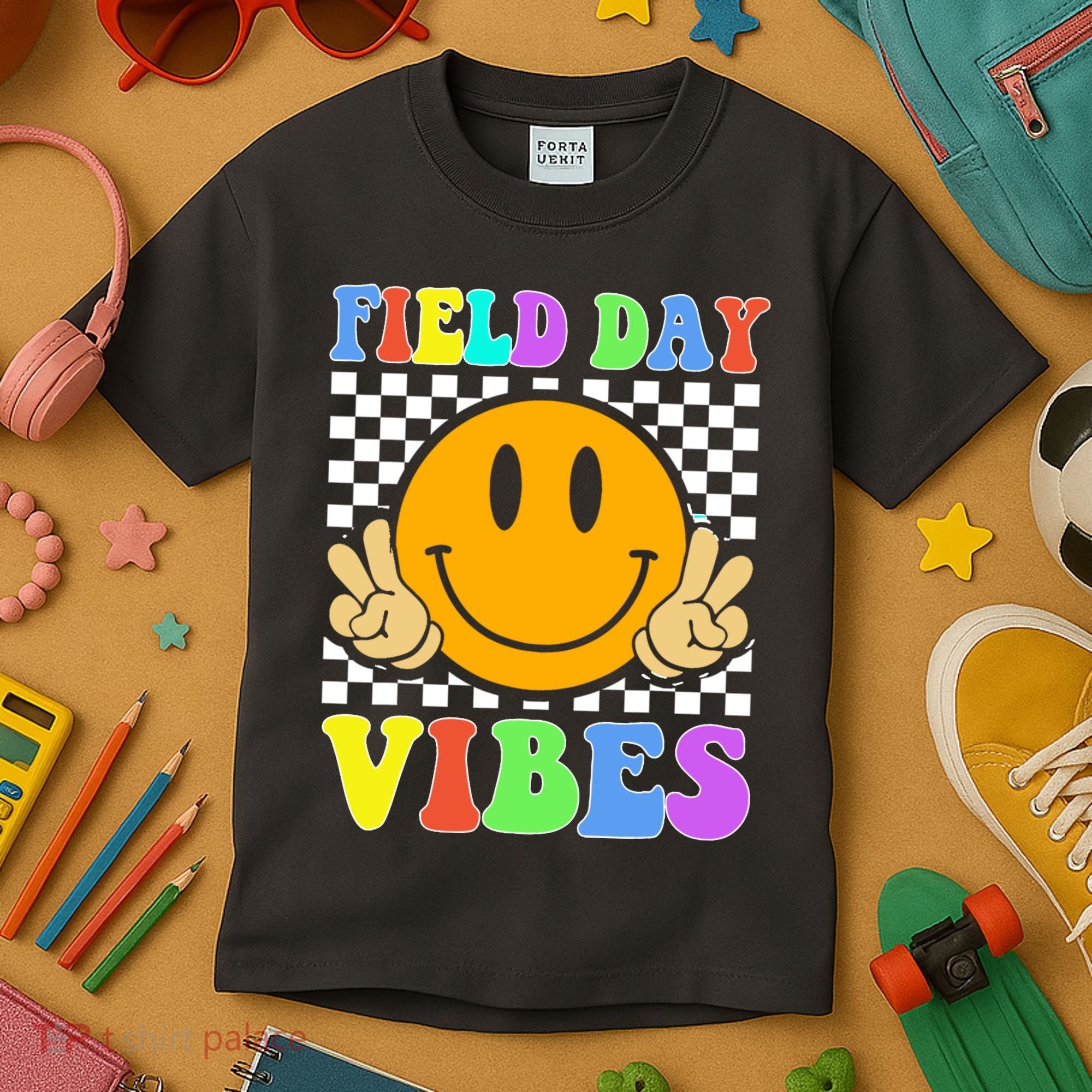 Field Day Vibes Smile Face 1st Day Of School Students And Teachers Kids T-Shirt