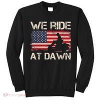 Father's Day We Ride At Dawn Lawnmower USA Flag Mowing Sweatshirt thumb 0