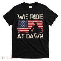 Father's Day We Ride At Dawn Lawnmower USA Flag Mowing T-Shirt thumb 0
