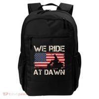 Father's Day We Ride At Dawn Lawnmower USA Flag Mowing Backpack thumb 0
