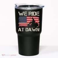 Father's Day We Ride At Dawn Lawnmower USA Flag Mowing Tumbler thumb 0