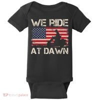 Father's Day We Ride At Dawn Lawnmower USA Flag Mowing Baby Bodysuit thumb 0