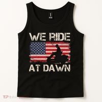 Father's Day We Ride At Dawn Lawnmower USA Flag Mowing Tank Top thumb 2