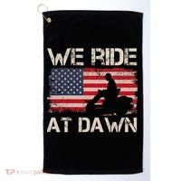 Father's Day We Ride At Dawn Lawnmower USA Flag Mowing Golf Towel thumb 0