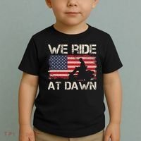 Father's Day We Ride At Dawn Lawnmower USA Flag Mowing Toddler T-Shirt thumb 2